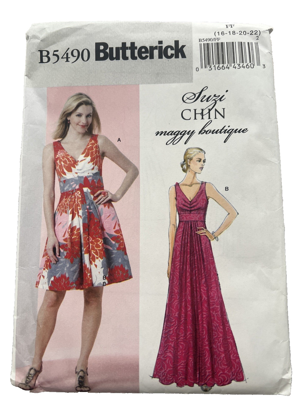 Butterick Designer Suzi CHIN Wedding Prom Formal Evening Dress Size 16-22 UC